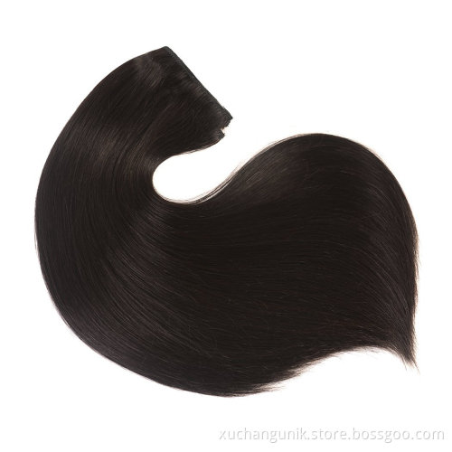 Uniky Wholesale natural color long double drawn straight wavy curly Clip In Human Hair Extensions